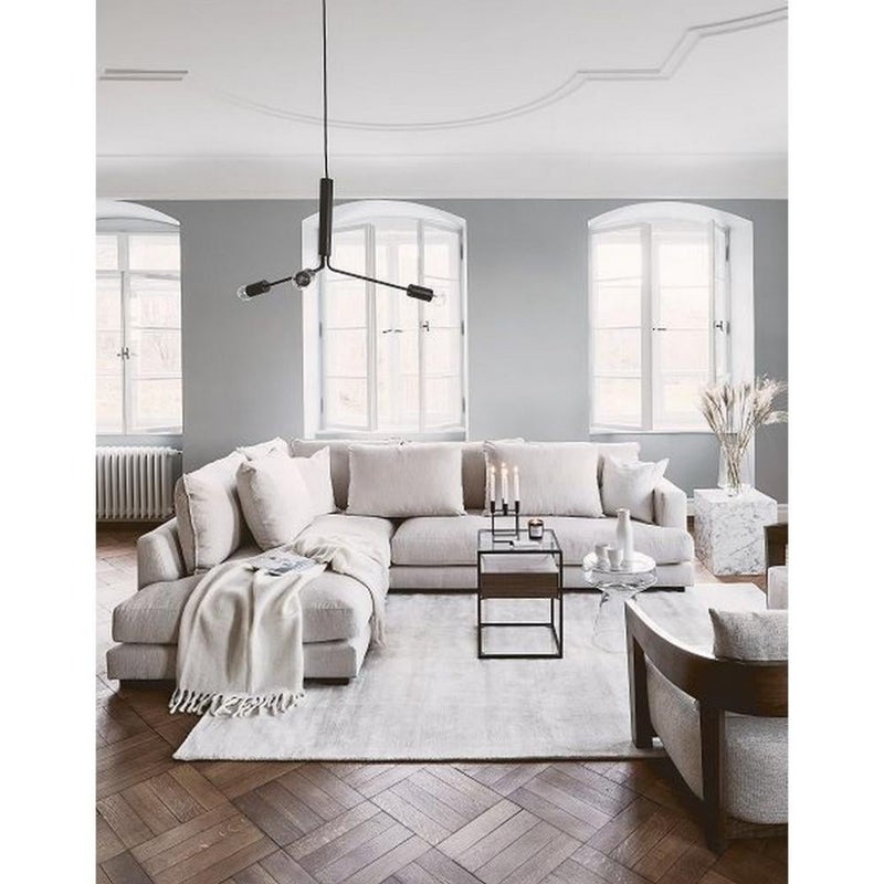 home house Suede wood and linen corner sofa - beige - Image 1