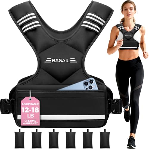 BAGAIL Adjustable Weighted Vest for Women 410lb Comfortable UNeck Rucking Vest with 6 Removable Weights Storage Pocket and Reflective Strips for Walking Jogging Weight Loss Home Workouts - Image 1