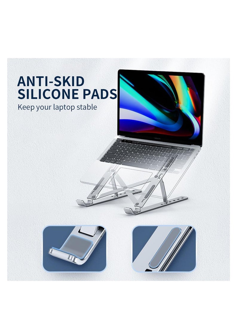 ECVV حامل لابتوب من الألمنيوم ECVV للمكتب، حامل لابتوب قابل للتعديل بزاوية 6، حامل مريح وقابل للطي متوافق مع اللابتوبات و iPad حتى 15" - Image 5