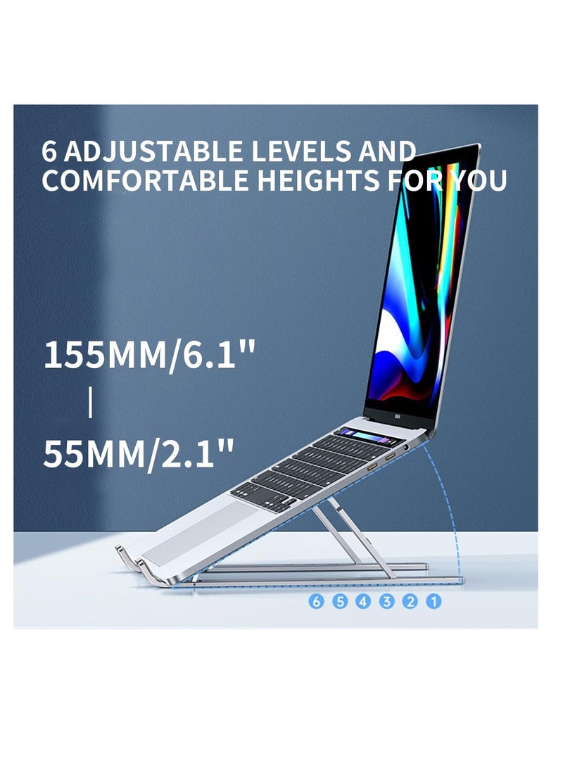 ECVV حامل لابتوب من الألمنيوم ECVV للمكتب، حامل لابتوب قابل للتعديل بزاوية 6، حامل مريح وقابل للطي متوافق مع اللابتوبات و iPad حتى 15" - Image 3