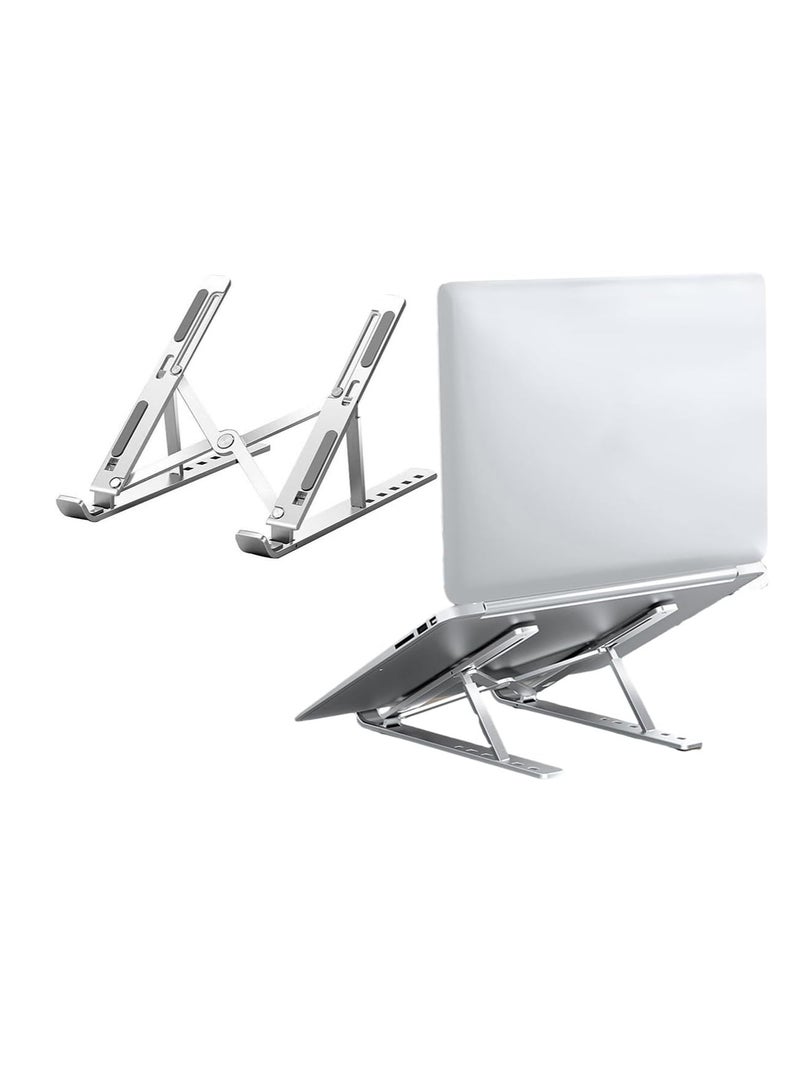 ECVV حامل لابتوب من الألمنيوم ECVV للمكتب، حامل لابتوب قابل للتعديل بزاوية 6، حامل مريح وقابل للطي متوافق مع اللابتوبات و iPad حتى 15" - Image 1