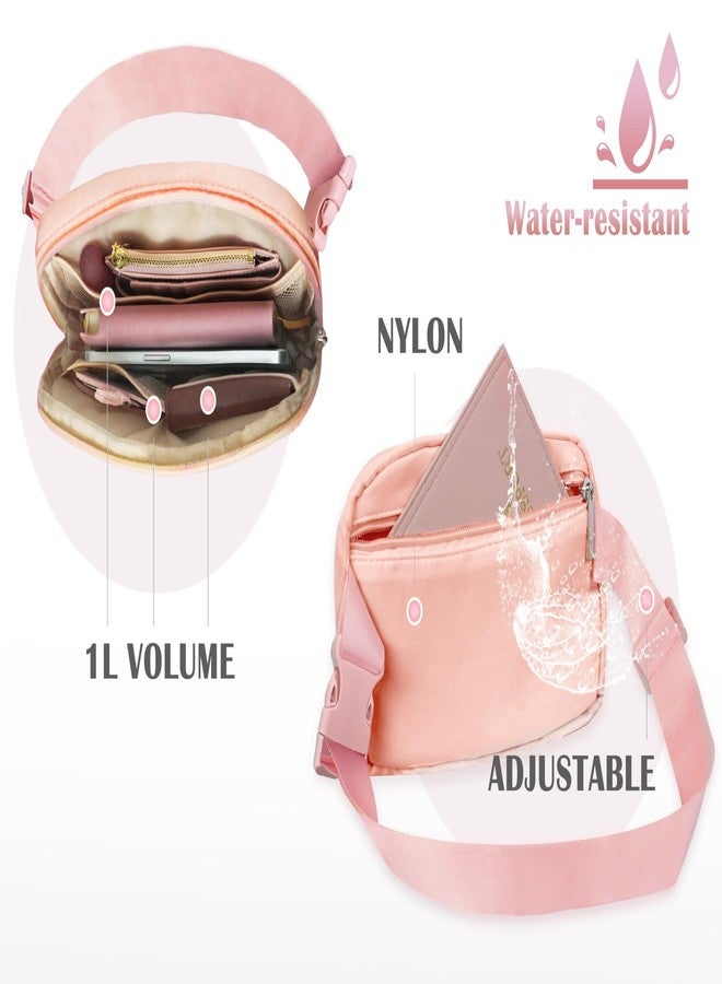 COSHAYSOO Pink Belt Bag Small Waist Fanny Pack Crossbody Purse with Initial Letter Patch for Teen Girl Women, Nylon Cross Body Travel Everywhere Chest Pouch Trendy Birthday Christmas Gift (A) - Image 4
