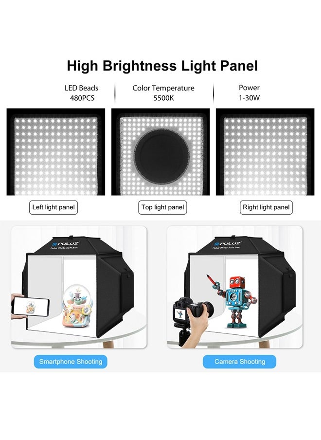 بولوز ترقية 40 سم Photo Studio Light Box تصوير المنتج خيمة تصوير احترافية مع 480 حبة إضاءة LED و 4 ألوان خلفيات PVC  - Image 3