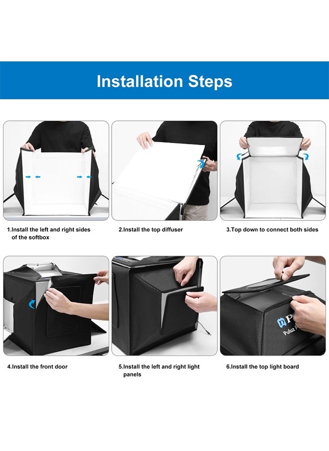 بولوز ترقية 40 سم Photo Studio Light Box تصوير المنتج خيمة تصوير احترافية مع 480 حبة إضاءة LED و 4 ألوان خلفيات PVC  - Image 5
