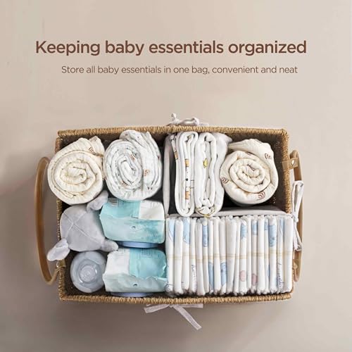 HBlife Diaper Caddy Organizer Large HandWoven Storage Basket for Diapers Baby Essentials Elegant Curved Design Ideal Gift for Baby Shower Registry MustHave - Image 3
