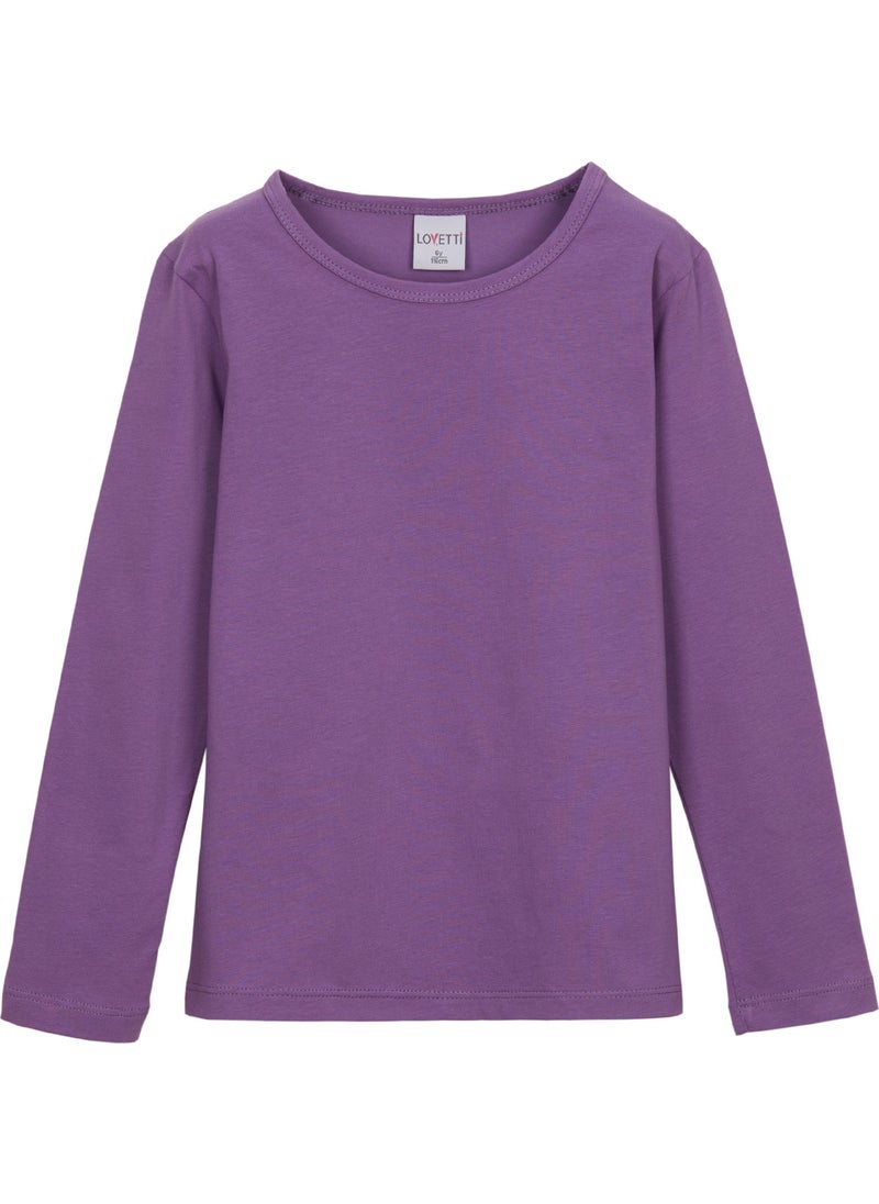 Lovetti Light Purple Basic Seasonal Lycra Long Sleeve Girls T-Shirt  - Image 1