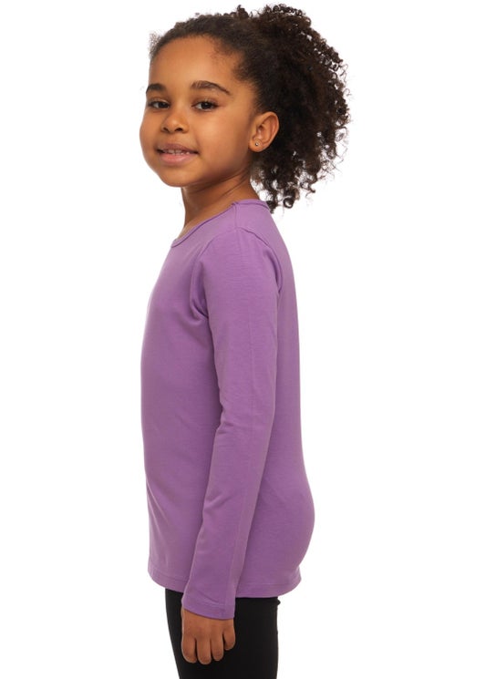 Lovetti Light Purple Basic Seasonal Lycra Long Sleeve Girls T-Shirt  - Image 3