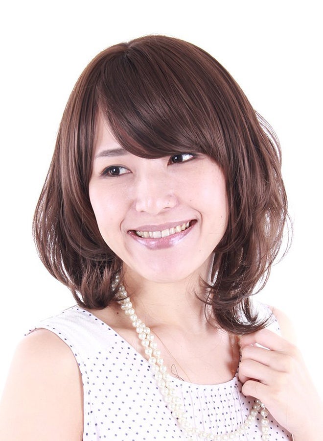 NIBEMINENT Synthetic Fiber Curly Wig With Cap Brown