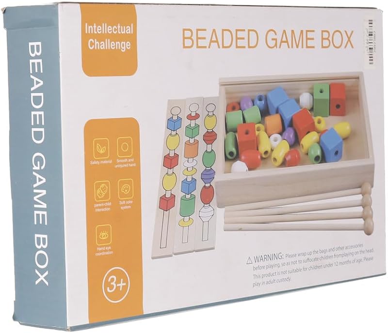 Kids Wooden Sticks And Beads Toy For Kids - Multi Color