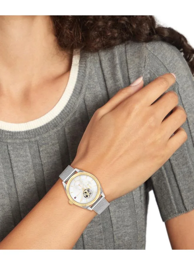Tommy Hilfiger  Women's Multifunction Watch, Silver-White Dial, Stainless Steel Strap for Women | Best Price UAE