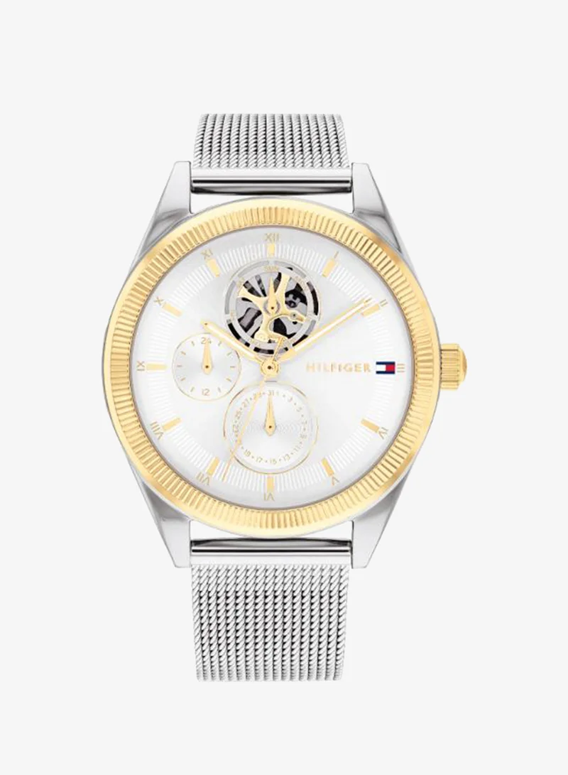 Women's Multifunction Watch, Silver-White Dial, Stainless Steel Strap
