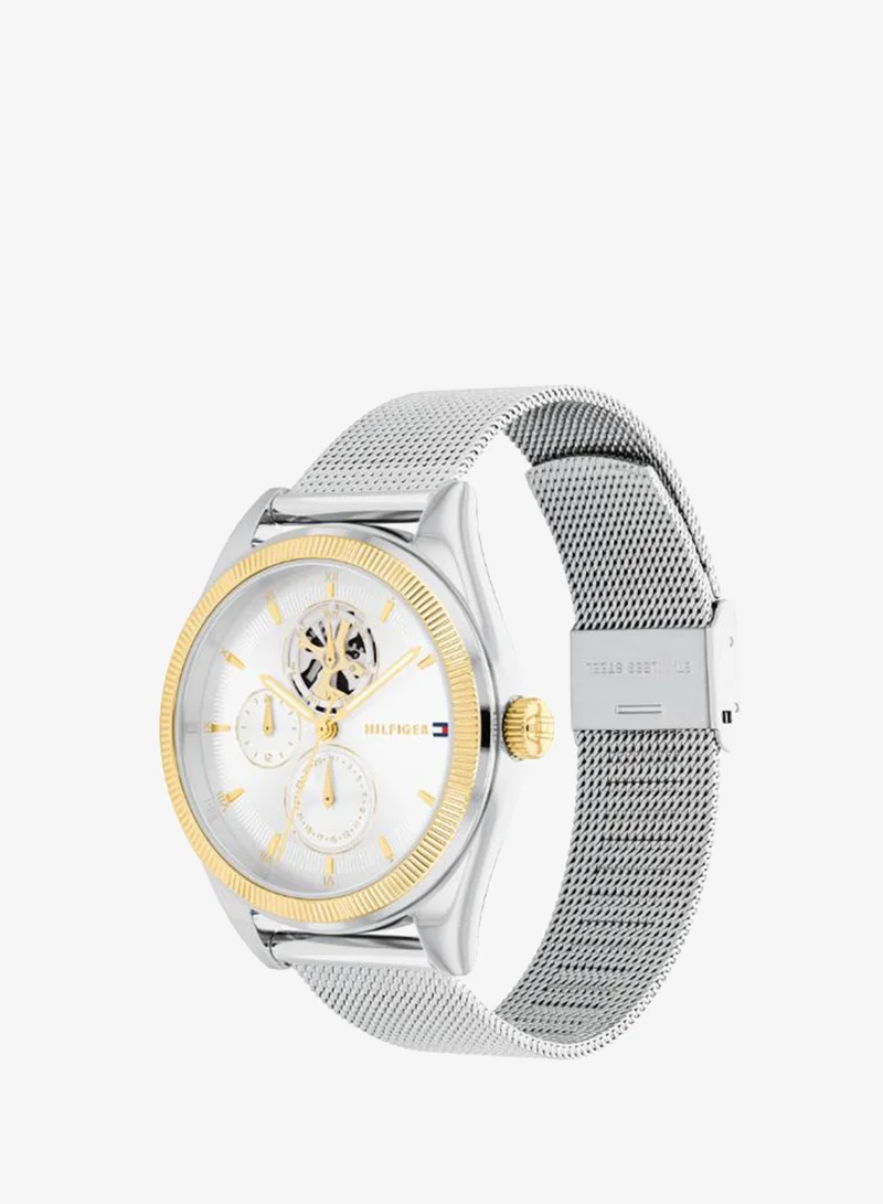 Tommy Hilfiger  Women's Multifunction Watch, Silver-White Dial, Stainless Steel Strap for Women | Best Price UAE