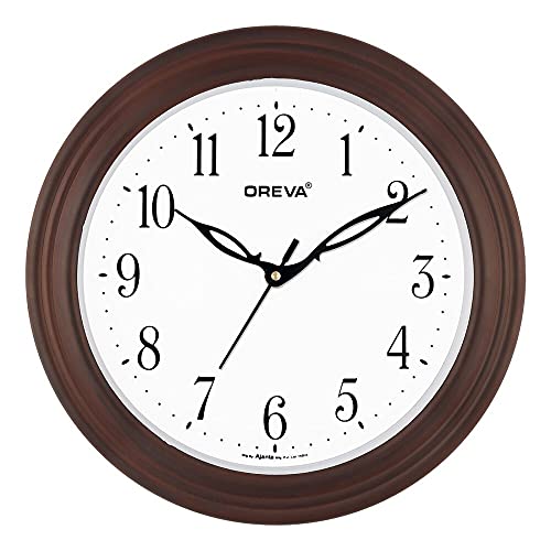OREVA Plastic Wooden Look Designer Analog Wall Clock (27.5 X 27.5 X 4.3 Cm, Cola, Aq-7297) - Image 1