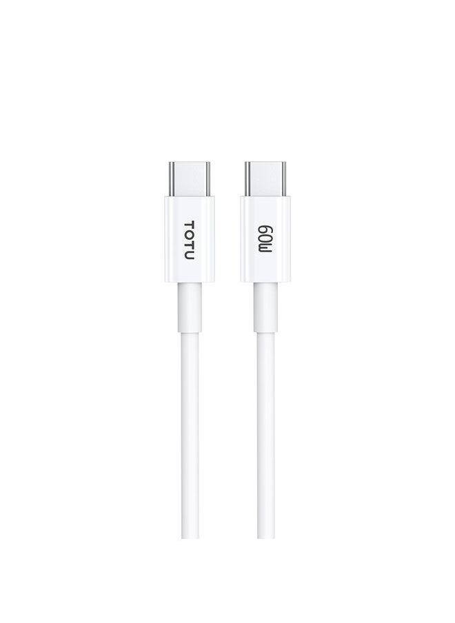 توتو TOTU CB-1-CC 60W USB-C/TYPE-C إلى كابل بيانات الشحن السريع لـ USB-C/TYPE-C ، الطول: 1M (أبيض)  - Image 1