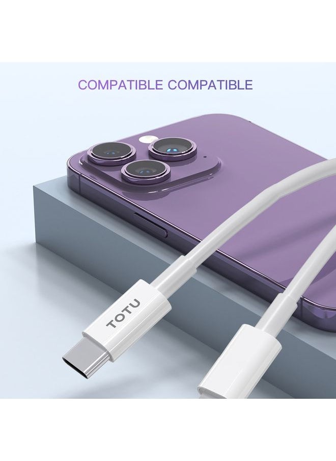 توتو TOTU CB-1-CC 60W USB-C/TYPE-C إلى كابل بيانات الشحن السريع لـ USB-C/TYPE-C ، الطول: 1M (أبيض)  - Image 2