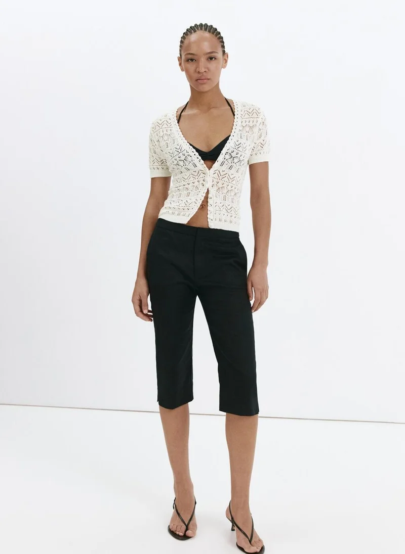 Mango 05-CRUDO Short-Sleeve Open-Knit Cardigan for Women | Best Price UAE