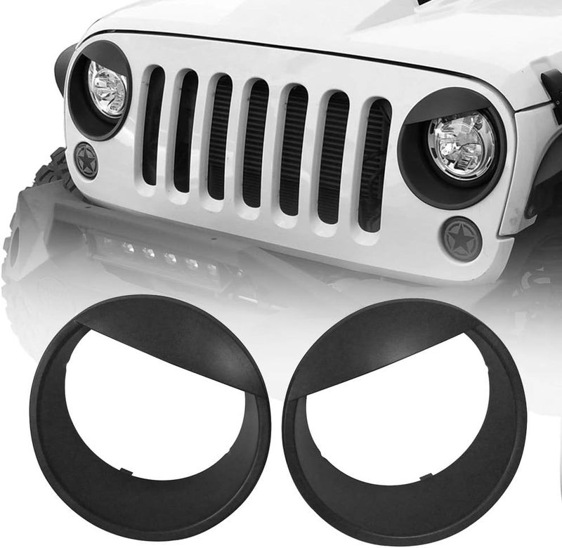 Hooke Road Black Angry Bird Headlight Cover Clip-in Bezels for 2007-2015 Jeep Wrangler & Wrangler Unlimited JK - Pair - Image 1