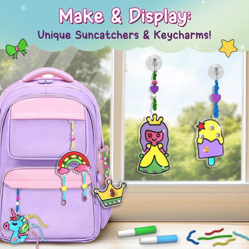 Smartivity مفتاح فن النوافذ للفتيات من 5 إلى 10 سنوات، رسم زجاجي | اصنع أميرة، وحيد القرن، قوس قزح، فراشة والعديد من الأشكال الأخرى | هدية عيد ميلاد من 5، 6، 7، 8، 9، 10 | مجموعة نشاط صيد الشمس - Image 3