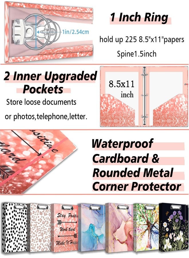 BVSSX 3 Ring Binder 1 Inch, Three Ring Binder Organizer with Clipboard, 5-Tabs Pockets Dividers, Plastic Folder, 18 Divider Stikers, Pink Decorative Binder with Pen Loop (Stay Positive, Letter Size) - Image 4