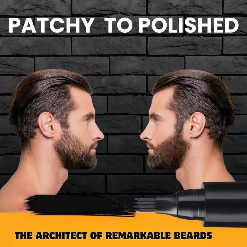 Generic Beard Pencil Filler For Men Barber Styling Pen with Bristle Beard Brush Waterproof Sweat Proof Natural Shaping Up for Men Beard Moustache EyebrowsBlack101 d - Image 3