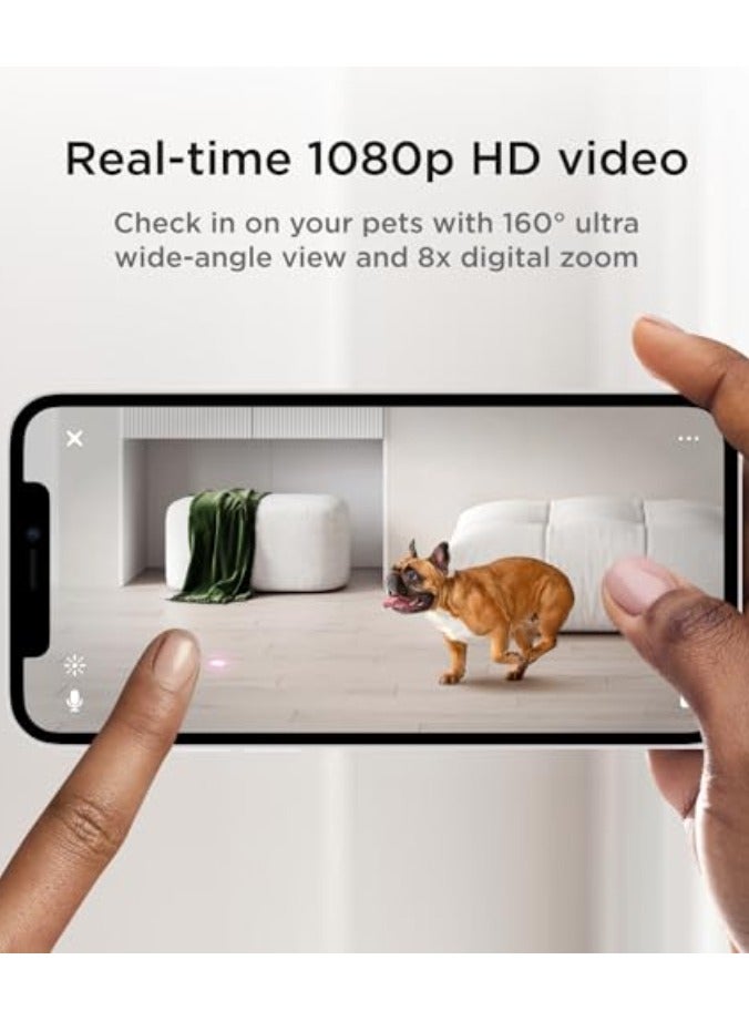 Petcube بلاي 2 | كاميرا ذكية عالية الدقة مدعومة بالذكاء الاصطناعي مع مؤشر ليزر، زاوية عرض عريضة 160°، صوت ثنائي الاتجاه مع 4 ميكروفونات - شاهد، تحدث، العب مع حيوانك الأليف من أي مكان، رؤية ليلية، متوافقة مع أليكسا، أندرويد و iOS - رمادي - Image 3
