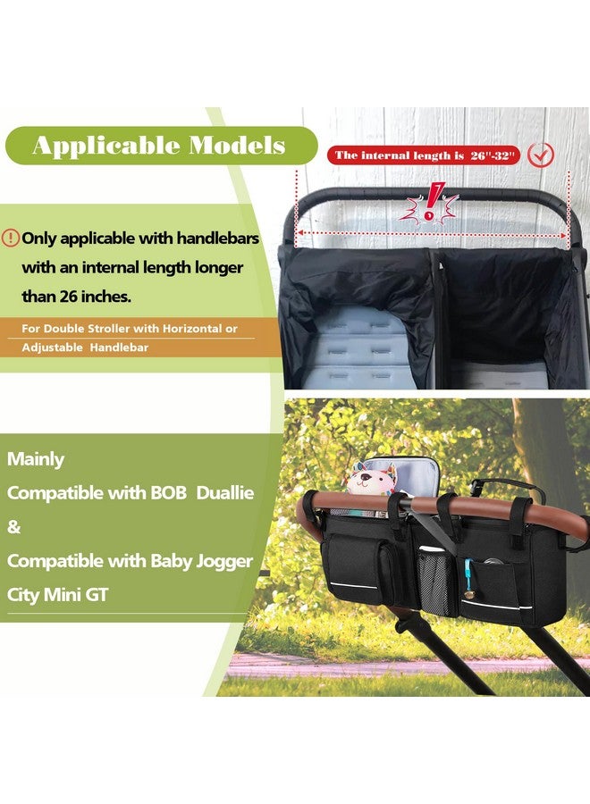 HODRANT Double Stroller Organizer Compatible with BOB Duallie & Compatible with Baby Jogger City Mini GT2 Stroller, Double Stroller Parent Console with Detachable Cooler & Cup Holder, Patent Pending - Image 2