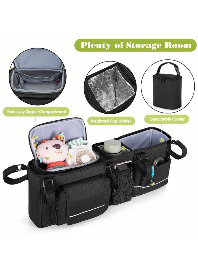 HODRANT Double Stroller Organizer Compatible with BOB Duallie & Compatible with Baby Jogger City Mini GT2 Stroller, Double Stroller Parent Console with Detachable Cooler & Cup Holder, Patent Pending - Image 3