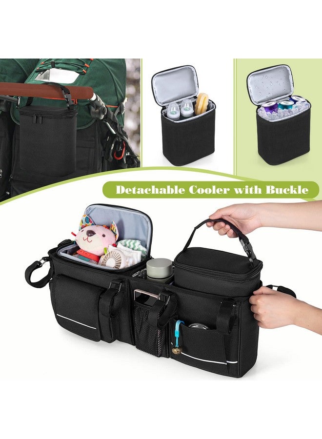 HODRANT Double Stroller Organizer Compatible with BOB Duallie & Compatible with Baby Jogger City Mini GT2 Stroller, Double Stroller Parent Console with Detachable Cooler & Cup Holder, Patent Pending - Image 4