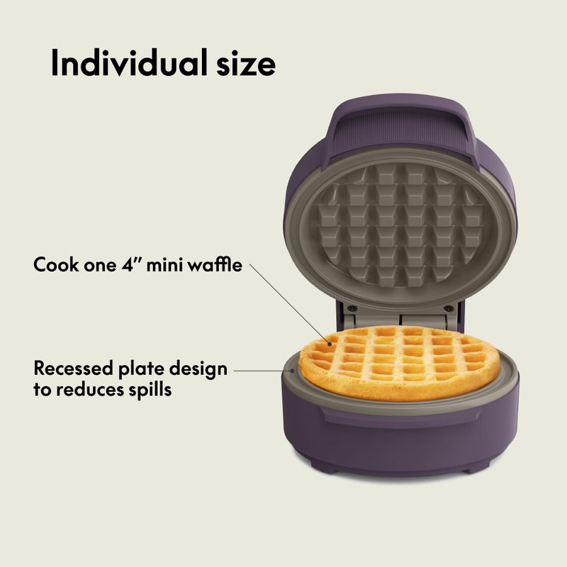 bella Snack-n-Store Mini Waffle Maker, EverGoodâ„¢ Ceramic Nonstick Coating, Cord Wrap, Ready Indicator Light & Cool Touch Handles, Stackable Design & Customizable Plates, 350 Watt, Plum - Image 4