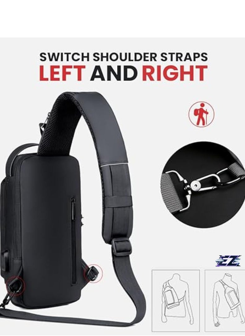 ELTRAZONE Waterproof Leather Crossbody Sling Bag with USB Charging Port for Men and Women – Versatile Shoulder Backpack for Travel and Hiking  - Image 2