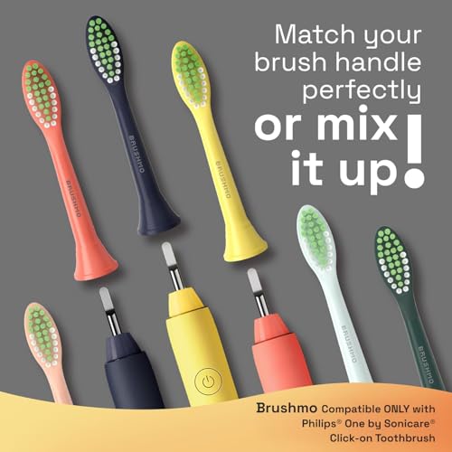 Brushmo Replacement Toothbrush Heads, Compatible with Philips One for Sonicare Electric Toothbrush Handles HY1022, 4 Standard Heads with Tongue Cleaner, Soft Dupont Bristles, BM124m, Shadow Black - Image 2