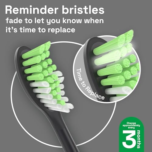 Brushmo Replacement Toothbrush Heads, Compatible with Philips One for Sonicare Electric Toothbrush Handles HY1022, 4 Standard Heads with Tongue Cleaner, Soft Dupont Bristles, BM124m, Shadow Black - Image 4