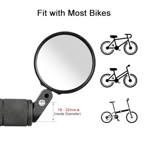 COTOUXKER Bike Mirror, Bicycle Mirrors for Handlebars with 360-Degree Rotation and Unbreakable Convex Rearview Lens for Safe Cycling (2 Sets) - Image 5