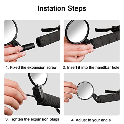 COTOUXKER Bike Mirror, Bicycle Mirrors for Handlebars with 360-Degree Rotation and Unbreakable Convex Rearview Lens for Safe Cycling (2 Sets) - Image 3