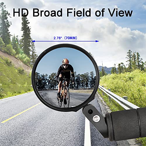 COTOUXKER Bike Mirror, Bicycle Mirrors for Handlebars with 360-Degree Rotation and Unbreakable Convex Rearview Lens for Safe Cycling (2 Sets) - Image 2