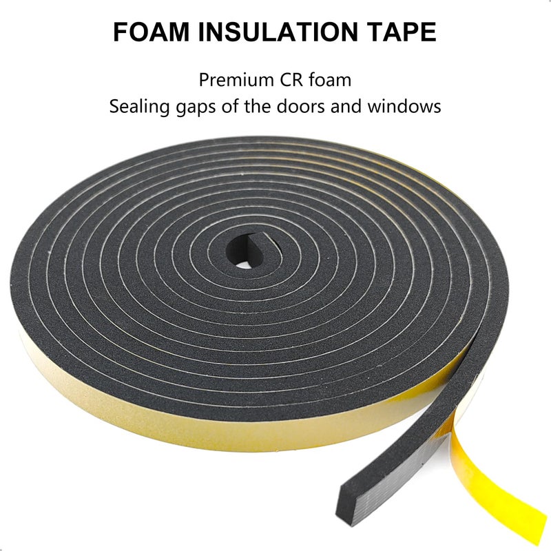 Topiverse Weather Stripping Door Seal Strip, Strong Adhesive, Weatherproof, Reduce Noise, Gap Filler, Foam Insulation Tape for Doors and Windows (1/2 in x 1/4 in x 13 Ft) - Image 5