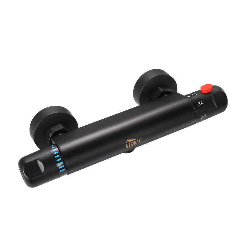 Uten خلاط دش حراري يوتين، صنبور دش مثبت على الحائط مضاد للحروق، خلاط مياه ساخنة وباردة ذكي بدرجة حرارة ثابتة باللون الأسود - Image 1