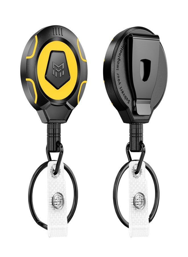 MNGARISTA Upgraded Heavy Duty Retractable Keychain with Belt Clip, 10 OZ Retraction, 31.5" Stainless Steel Cord, ID Badge Reel with Badge Strap and Key Ring, 2 Pack - Image 1