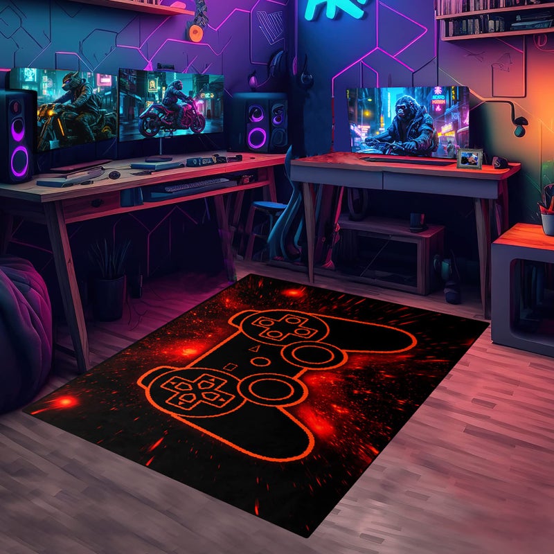 Jiospet Gaming Rugs for Bedroom Boys Living Room Gamer Gamepad Red Carpets Floor Mat Player Indoor Mats Gaming Art Design Home Decor Crystal Doormat Yoga Mats 2'x3' - Image 3