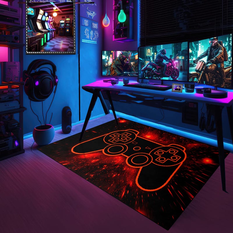 Jiospet Gaming Rugs for Bedroom Boys Living Room Gamer Gamepad Red Carpets Floor Mat Player Indoor Mats Gaming Art Design Home Decor Crystal Doormat Yoga Mats 2'x3' - Image 4