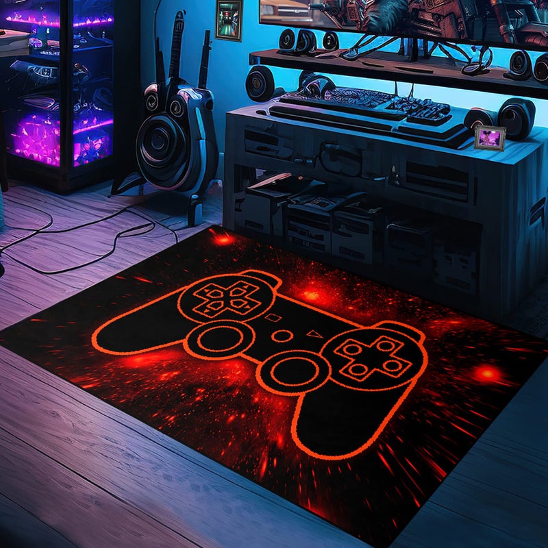 Jiospet Gaming Rugs for Bedroom Boys Living Room Gamer Gamepad Red Carpets Floor Mat Player Indoor Mats Gaming Art Design Home Decor Crystal Doormat Yoga Mats 2'x3' - Image 2