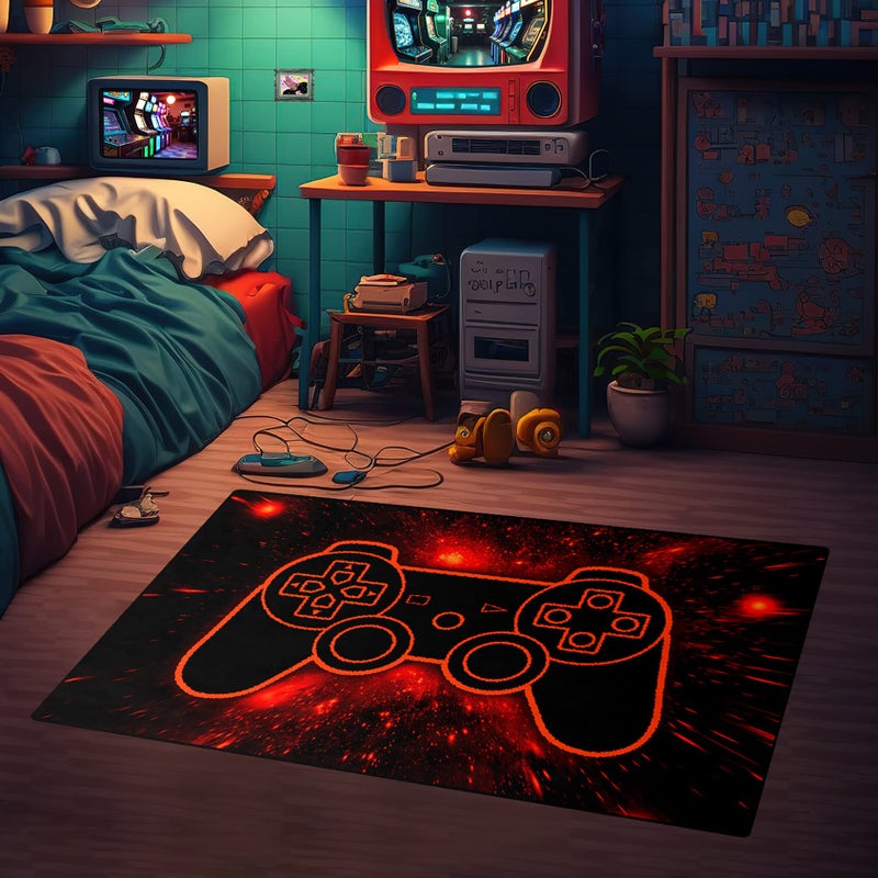 Jiospet Gaming Rugs for Bedroom Boys Living Room Gamer Gamepad Red Carpets Floor Mat Player Indoor Mats Gaming Art Design Home Decor Crystal Doormat Yoga Mats 2'x3' - Image 5