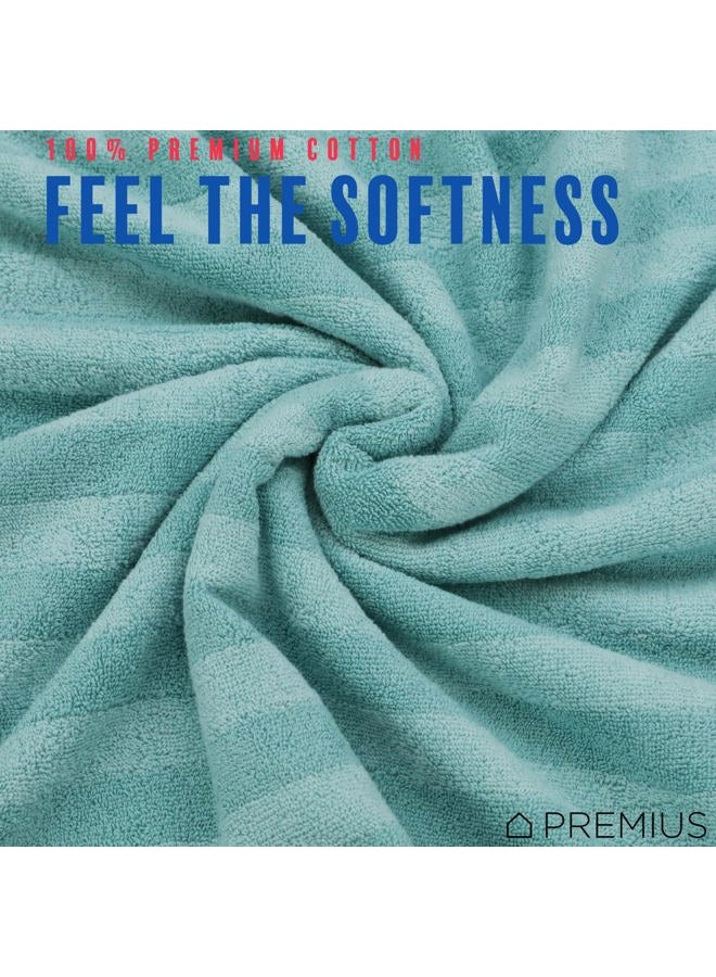 PREMIUS 2 Pack Stripes 100% Cotton Yarn Dyed Hand Towel, Aqua-Cyan, 16x28 Inches - Image 4