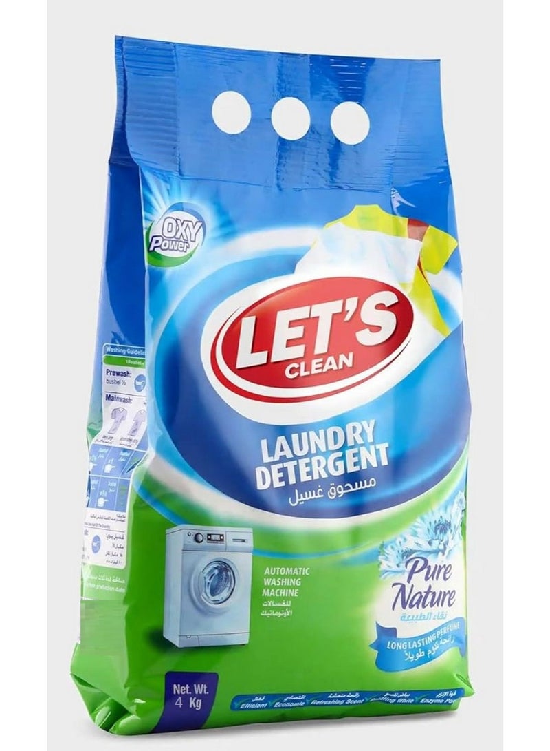 LET'S CLEAN Powder Laundry Detergent Pure Nature 4 Kg - Image 1