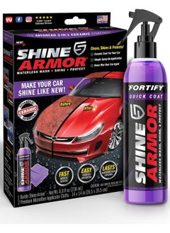Shine Armor Ceramic Coating Brazilian Water-Based Palm Spray Wax High-Strength Hydrophobic Waterless Car Wash 236 ml (Microfiber Cloth Included)