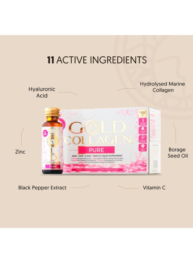Gold Collagen GOLD COLLAGEN® Pure 10 Day - Advanced Collagen Supplement Anti-Aging for Youthful Skin, Hair & Nails | +25 age | Peach & Lychee Flavor | 50ml x 10 bottles  - Image 4