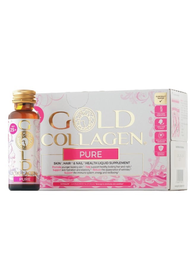 Gold Collagen GOLD COLLAGEN® Pure 10 Day - Advanced Collagen Supplement Anti-Aging for Youthful Skin, Hair & Nails | +25 age | Peach & Lychee Flavor | 50ml x 10 bottles  - Image 1