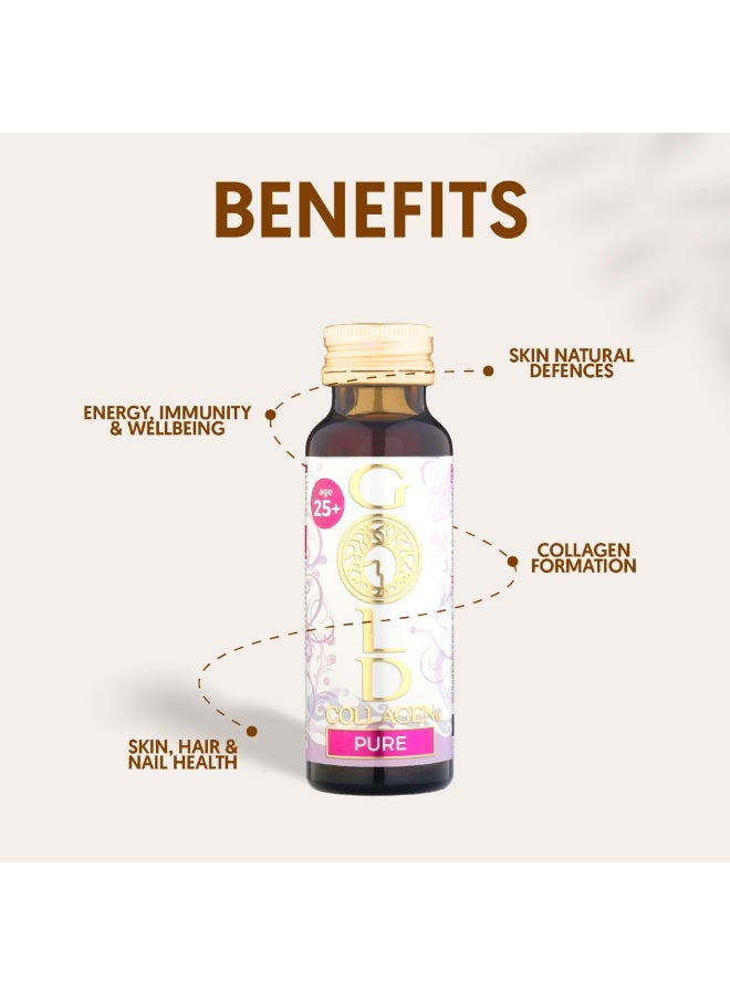 Gold Collagen GOLD COLLAGEN® Pure 10 Day - Advanced Collagen Supplement Anti-Aging for Youthful Skin, Hair & Nails | +25 age | Peach & Lychee Flavor | 50ml x 10 bottles  - Image 3