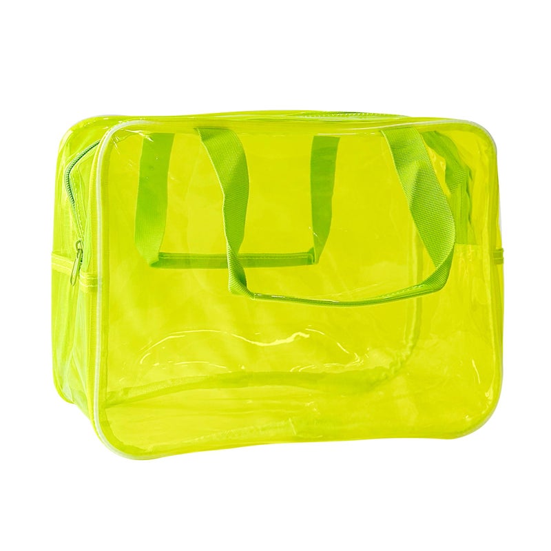 TotePrint Yellow PVC Pure Color Transparent Gift Pouch Wash Travel Makeup Cosmetic Bag with Handle for Travel Bathroom Toiletry Organizer Yellow - Image 2