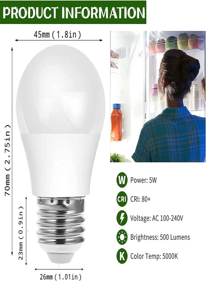 LEDERA LED Refrigerator Light Bulb, 40W Equivalent LED A15 Bulb, 5W Daylight 5000K E26 Mediun Base, Waterproof Appliance Bulb for Fridge Freezer Ceiling Fan, 500lm, Non-Dimmable, Pack of 2 - Image 3